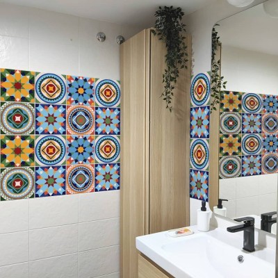 Houseart Boho Pattern, Ταπετσαρία, Αυτοκόλλητα πλακάκια, 100 x 100 εκ.