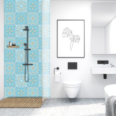 Vintage ομοιογενές πορτογαλικό μοτίβο, Ταπετσαρία, Αυτοκόλλητα πλακάκια, 100 x 100 εκ.