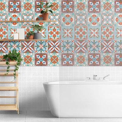 Μοτίβα σε γαλάζιο - πορτοκαλί αποχρώσεις, Ταπετσαρία, Α