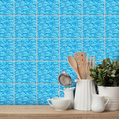 Μοτίβο Μεσογειακό γαλάζιο, Ταπετσαρία, Αυτοκόλλητα πλακάκια, 100 x 100 εκ. (50750)