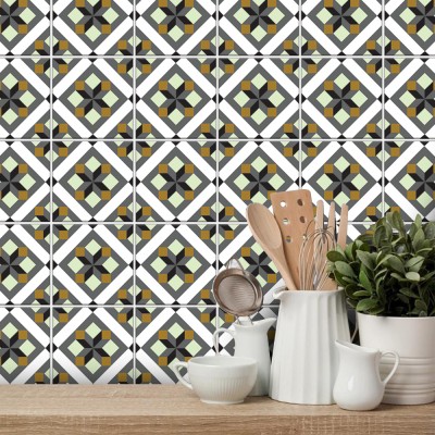 Houseart Σχέδιο με κύβο, Ταπετσαρία, Αυτοκόλλητα πλακάκια, 100 x 100 εκ.