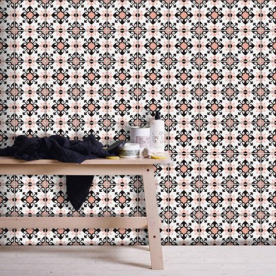 Houseart - ΣΗΜΑΝΤΙΚΟ: Σε περίπτωση διαφοράς τιμής από το κατάστημα ισχύει παντα και μόνο η τιμή του καταστήματος Ιταλικό μοτίβο ροζ-μαύρο, Ταπετσαρία, Αυτοκόλλητα πλακά