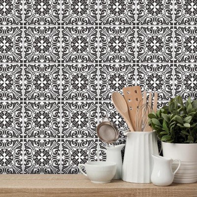 Houseart - ΣΗΜΑΝΤΙΚΟ: Σε περίπτωση διαφοράς τιμής από το κατάστημα ισχύει παντα και μόνο η τιμή του καταστήματος Μοντέρνο ασπρόμαυρο μοτίβο, Ταπετσαρία, Αυτοκόλλητα πλα