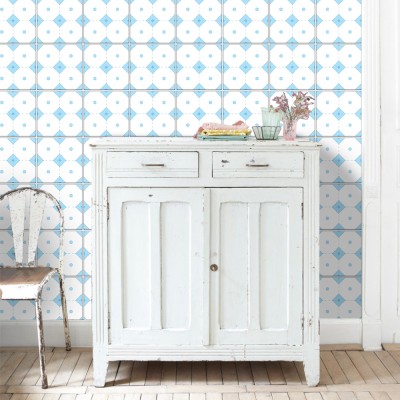 Σχέδιο Ρόμβος γαλάζιο-άσπρο, Ταπετσαρία, Αυτοκόλλητα πλ