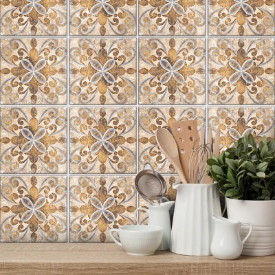 Houseart - ΣΗΜΑΝΤΙΚΟ: Σε περίπτωση διαφοράς τιμής από το κατάστημα ισχύει παντα και μόνο η τιμή του καταστήματος Πορτογαλικό μοτίβο ανοιχτό καφέ, Ταπετσαρία, Αυτοκόλλητ