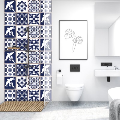 Houseart Πορτογαλικό ισπανικό μοτίβο, Ταπετσαρία, Αυτοκόλλητα πλακάκια, 100 x 100 εκ.