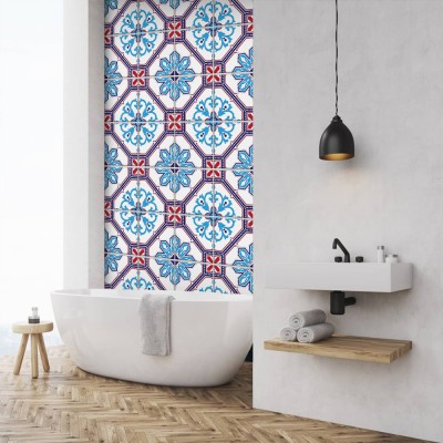 Houseart Ιταλικό Μοτίβο Floral, Ταπετσαρία, Αυτοκόλλητα πλακάκια, 100 x 100 εκ.