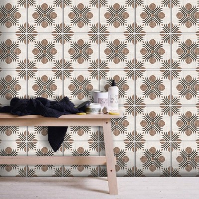 Houseart Ξύλινο Σχέδιο, Ταπετσαρία, Αυτοκόλλητα πλακάκια, 100 x 100 εκ.