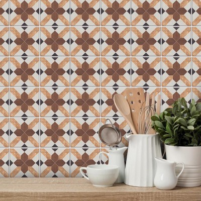 Μοτίβο Χρώμα Ξύλινο, Ταπετσαρία, Αυτοκόλλητα πλακάκια, 100 x 100 εκ.