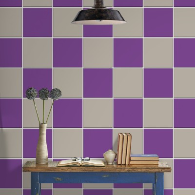 Houseart Violet & concrate grey, Ταπετσαρία, Αυτοκόλλητα πλακάκια, 100 x 100 εκ.