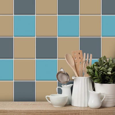 Graphite - Light blue - Silk grey, Ταπετσαρία, Αυτοκόλλητα πλακάκια, 100 x 100 εκ.