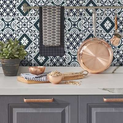 Houseart - ΣΗΜΑΝΤΙΚΟ: Σε περίπτωση διαφοράς τιμής από το κατάστημα ισχύει παντα και μόνο η τιμή του καταστήματος Γεωμετρικό σχέδιο μπλε σκούρο-άσπρο (8 τεμάχια), Τοίχου