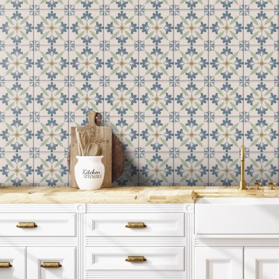 Houseart - ΣΗΜΑΝΤΙΚΟ: Σε περίπτωση διαφοράς τιμής από το κατάστημα ισχύει παντα και μόνο η τιμή του καταστήματος Ρετρό Μοτίβο σκούρο μπλε-ανοιχτό πράσινο (8 τεμάχια), Τ