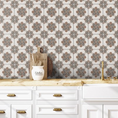 Ξύλινο Σχέδιο (8 τεμάχια), Τοίχου, Αυτοκόλλητα πλακάκια, 10 x 10 εκ.