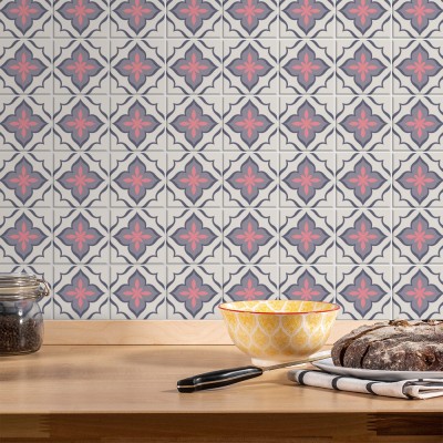 Ιταλικό Μοτίβο Πολύχρωμο μωβ (8 τεμάχια), Τοίχου, Αυτοκ