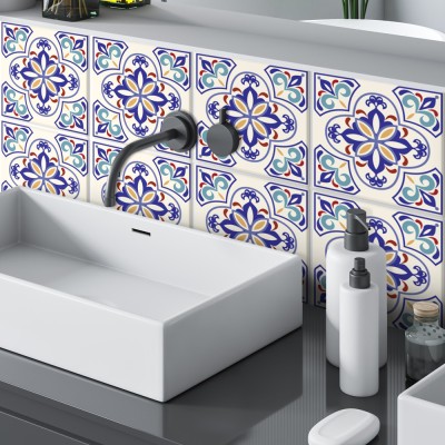 Houseart - ΣΗΜΑΝΤΙΚΟ: Σε περίπτωση διαφοράς τιμής από το κατάστημα ισχύει παντα και μόνο η τιμή του καταστήματος Ιταλικό μοτίβο Floral Μωβ (8 τεμάχια), Τοίχου, Αυτοκόλλ