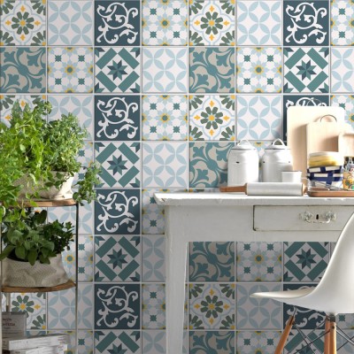 Houseart Abstract γκρι μοτίβο (8 τεμάχια), Τοίχου, Αυτοκόλλητα πλακάκια, 10 x 10 εκ.