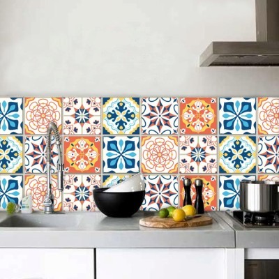 Houseart Ισπανικό ομοιογενές μοτίβο (8 τεμάχια), Τοίχου, Αυτοκόλλητα πλακάκια, 10 x 10 εκ.