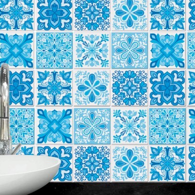 Ιταλικό μοτίβο (8 τεμάχια), Τοίχου, Αυτοκόλλητα πλακάκια, 10 x 10 εκ.