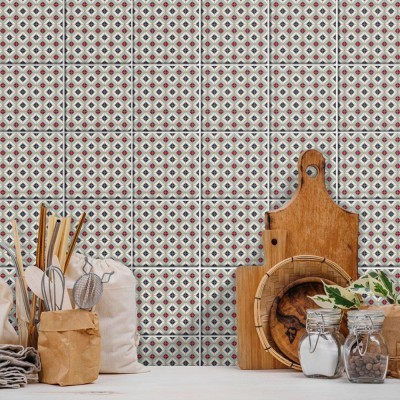 Houseart Abstract γεωμετρικό μοτίβο (8 τεμάχια), Τοίχου, Αυτοκόλλητα πλακάκια, 10 x 10 εκ.