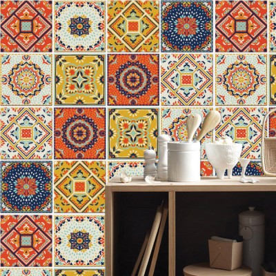 Houseart - ΣΗΜΑΝΤΙΚΟ: Σε περίπτωση διαφοράς τιμής από το κατάστημα ισχύει παντα και μόνο η τιμή του καταστήματος Πολύχρωμο παραδοσιακό μωσαϊκό μοτίβο (8 τεμάχια), Τοίχο