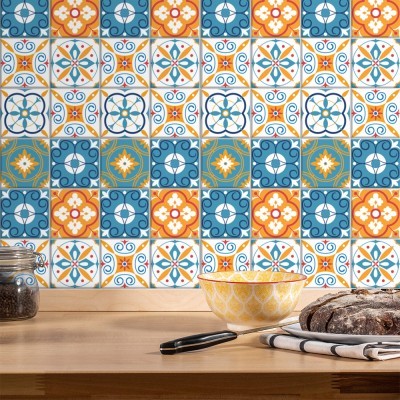 Abstract ισπανικό μοτίβο (8 τεμάχια), Τοίχου, Αυτοκόλλητα πλακάκια, 10 x 10 εκ. (49863)