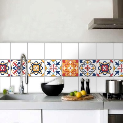 Houseart Ethnic πορτογαλικό μοτίβο (8 τεμάχια), Τοίχου, Αυτοκόλλητα πλακάκια, 10 x 10 εκ.