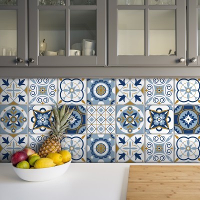 Πορτογαλικό azulejos μοτίβο (8 τεμάχια), Τοίχου, Αυτοκόλλητα πλακάκια, 10 x 10 εκ. (49861)