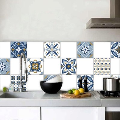Houseart Πορτογαλικό azulejos μοτίβο (8 τεμάχια), Τοίχου, Αυτοκόλλητα πλακάκια, 10 x 10 εκ.