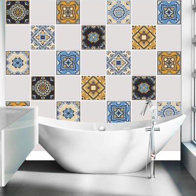 Houseart Πολύχρωμο mandala μοτίβο (8 τεμάχια), Τοίχου, Αυτοκόλλητα πλακάκια, 10 x 10 εκ.