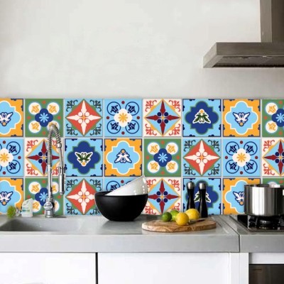 Houseart Πολύχρωμο μοτίβο Λισαβόνα (8 τεμάχια), Τοίχου, Αυτοκόλλητα πλακάκια, 10 x 10 εκ.