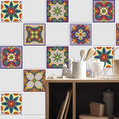 Συμμετρικό mandala μοτίβο (8 τεμάχια), Τοίχου, Αυτοκόλλητα πλακάκια, 10 x 10 εκ. (38230)