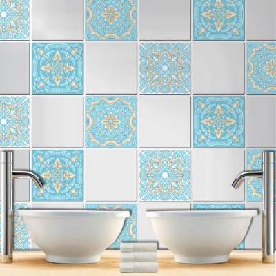 Houseart Vintage ομοιογενές πορτογαλικό μοτίβο (8 τεμάχια), Τοίχου, Αυτοκόλλητα πλακάκια, 10 x 10 εκ.