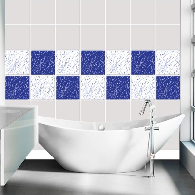 Μοντέρνο μοτίβο μπλε (8 τεμάχια), Τοίχου, Αυτοκόλλητα πλακάκια, 10 x 10 εκ.