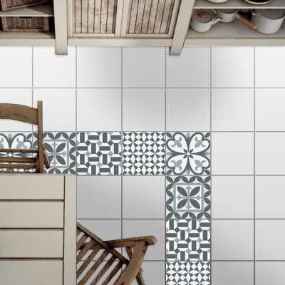 Houseart Ρετρό μοτίβο (8 τεμάχια), Δαπέδου, Αυτοκόλλητα πλακάκια, 10 x 10 εκ.