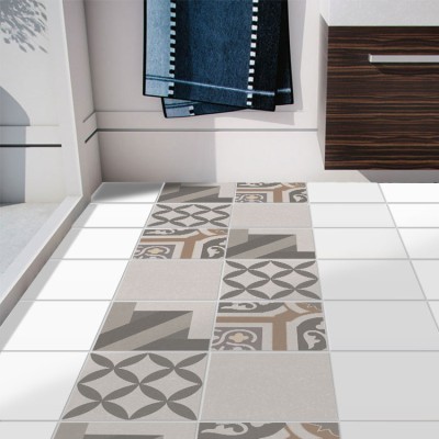 Κεραμικό μοτίβο (8 τεμάχια), Δαπέδου, Αυτοκόλλητα πλακάκια, 10 x 10 εκ.