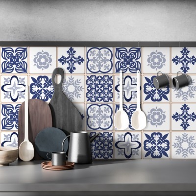 Πορτογαλικό azulejos μοτίβο (8 τεμάχια) Τοίχου Αυτοκόλλητα πλακάκια 10 x 10 εκ. (49765)