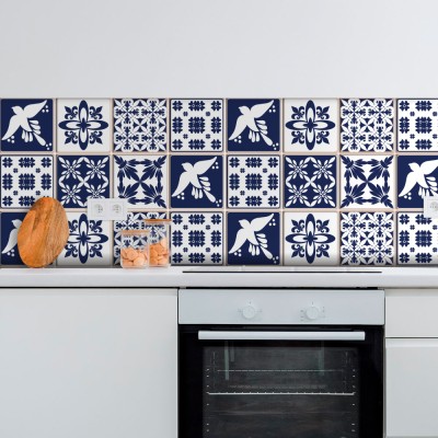 Πορτογαλικό ισπανικό μοτίβο (8 τεμάχια) Τοίχου Αυτοκόλλητα πλακάκια 10 x 10 εκ. (49767)