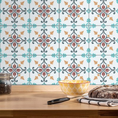 Houseart - ΣΗΜΑΝΤΙΚΟ: Σε περίπτωση διαφοράς τιμής από το κατάστημα ισχύει παντα και μόνο η τιμή του καταστήματος Ανατολικό πολύχρωμο μοτίβο (8 τεμάχια), Τοίχου, Αυτοκόλ