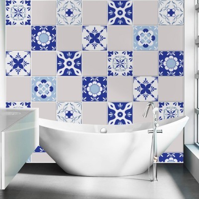 Μεξικάνικα μοτίβο μπλε (8 τεμάχια), Τοίχου, Αυτοκόλλητα