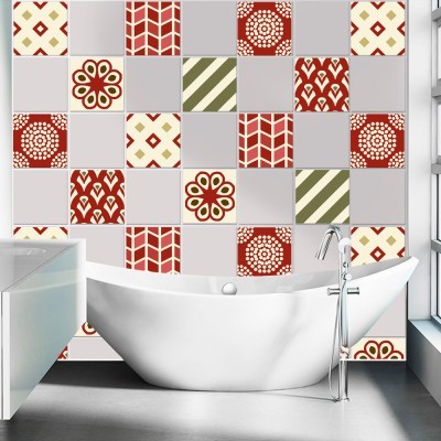 Houseart - ΣΗΜΑΝΤΙΚΟ: Σε περίπτωση διαφοράς τιμής από το κατάστημα ισχύει παντα και μόνο η τιμή του καταστήματος Πατσγουορκ μοτίβο κόκκινο (6 τεμάχια), Τοίχου, Αυτοκόλλ