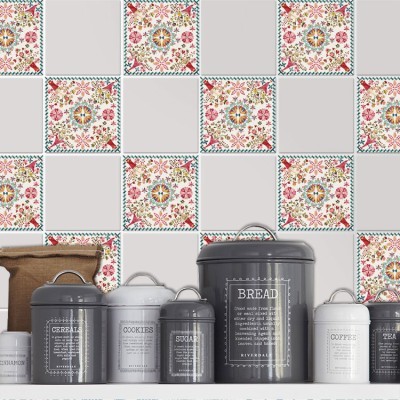 Διακόσμηση παιδικού δωματίου House Art - ΣΗΜΑΝΤΙΚΟ: Σε περίπτωση διαφοράς τιμής από το κατάστημα ισχύει παντα και μόνο η τιμή του καταστήματος Ρετρό μοτίβο λουλούδια (6 τεμάχια), Τοίχου, Αυτοκόλλητα