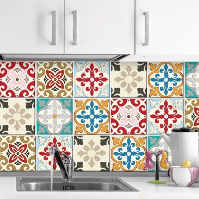 Ισπανικό μοτίβο κόκκινο κίτρινο μπλε (6 τεμαχια), Τοίχο