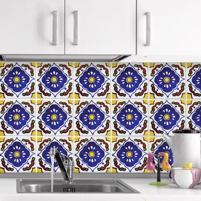 Houseart Ισπανικό μοτίβο (8 τεμαχια), Τοίχου, Αυτοκόλλητα πλακάκια, 10 x 10 εκ.