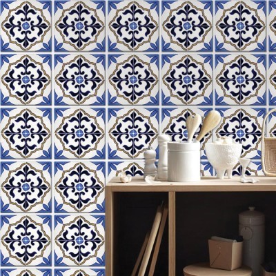 Houseart - ΣΗΜΑΝΤΙΚΟ: Σε περίπτωση διαφοράς τιμής από το κατάστημα ισχύει παντα και μόνο η τιμή του καταστήματος Μπλε πορτογαλικό μοτίβο (6 τεμάχια), Τοίχου, Αυτοκόλλητ