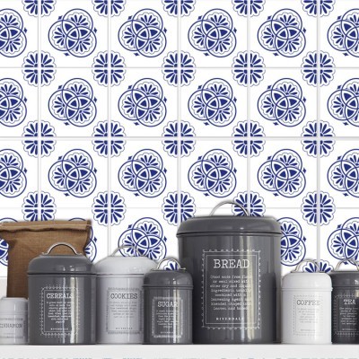 Μαροκινό μοτίβο μπλε (8 Τεμάχια), Τοίχου, Αυτοκόλλητα π