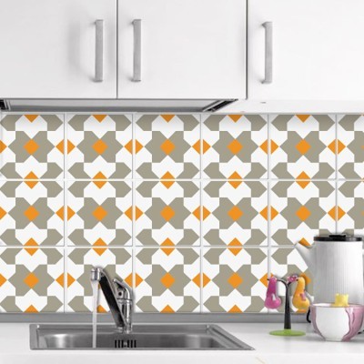 Μοτίβο γκρι κίτρινο (8 Τεμάχια), Τοίχου, Αυτοκόλλητα πλ