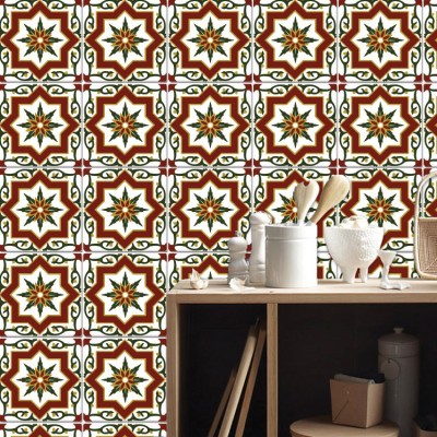 Κόκκινο μοτίβο (8 Τεμάχια), Τοίχου, Αυτοκόλλητα πλακάκι
