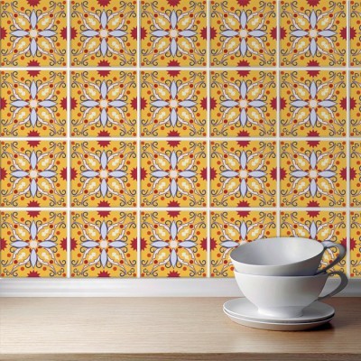 Μοτίβο Σικελίας (6 Τεμάχια), Τοίχου, Αυτοκόλλητα πλακάκια, 10 x 10 εκ.