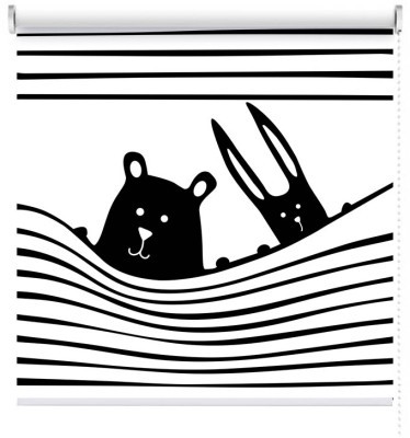 Houseart Αρκουδάκι και λαγός, Παιδικά, Ρολοκουρτίνες, 100 x 100 εκ.